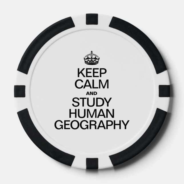 JUEGO DE FICHAS DE PÓQUER MANTENER LA CALMA Y ESTUDIAR LA GEOGRAFÍA HUMANA (Anverso)