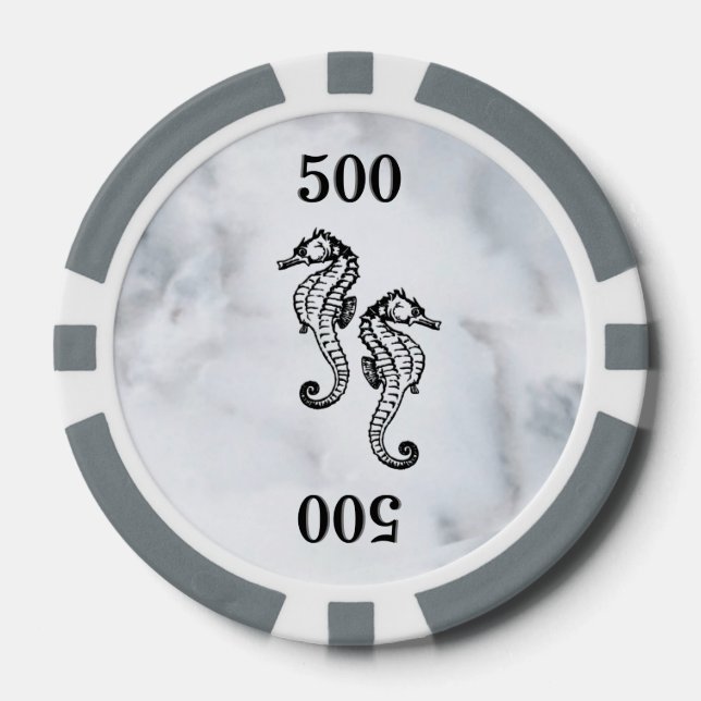 Juego De Fichas De Póquer Marble de caballito de mar (Anverso)