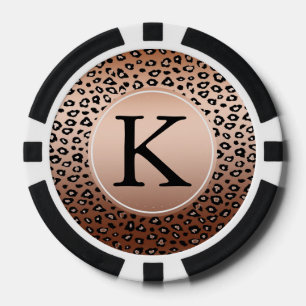 Juego De Fichas De Póquer Monograma de Ombre de impresión de leopardo de bro