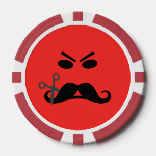 Juego De Fichas De Póquer Mustache enojado personalizado barbería chips