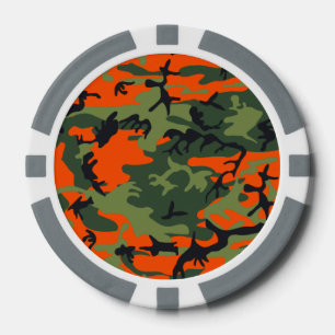 Juego De Fichas De Póquer Naranja Hunter Camo
