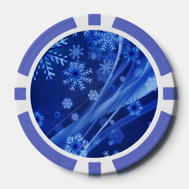 Juego De Fichas De Póquer Navidades del Blue Winter Snowflakes (Anverso)