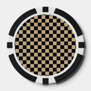 Juego De Fichas De Póquer Negro y moreno a cuadros