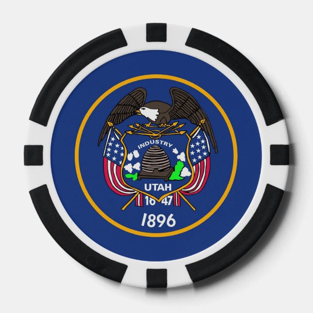 Juego De Fichas De Póquer Paquetes con bandera de Utah (Anverso)