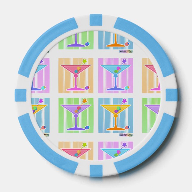 JUEGO DE FICHAS DE PÓQUER PASTEL POP ART MARTINIS (Anverso)