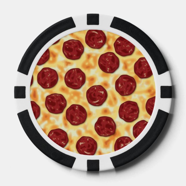 Juego De Fichas De Póquer Patrón Pepperoni Pizza (Anverso)