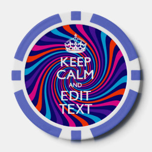 Juego De Fichas De Póquer Personalice Su Swirl Multicolored Keep Calm Text