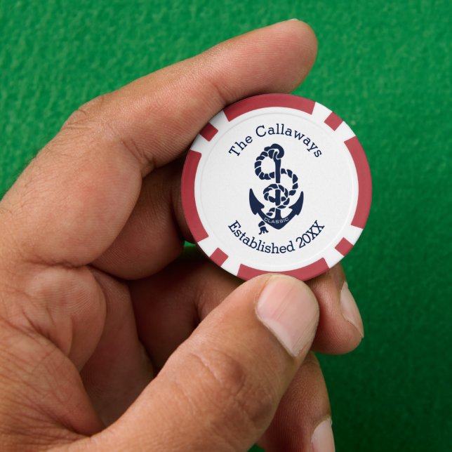 Juego De Fichas De Póquer Personalizado de ancla naval náutica personalizada (Mano)