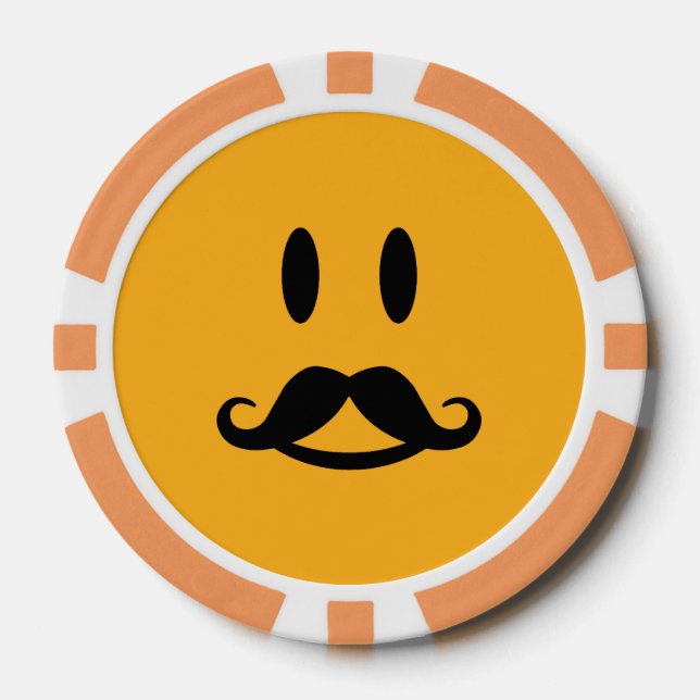 Juego De Fichas De Póquer Personalizado feliz de Mustache (Anverso)