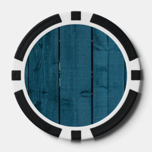 Juego De Fichas De Póquer Placas de madera pintadas de azul