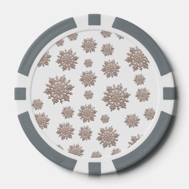 Juego De Fichas De Póquer Purpurina Snowflakes (Anverso)