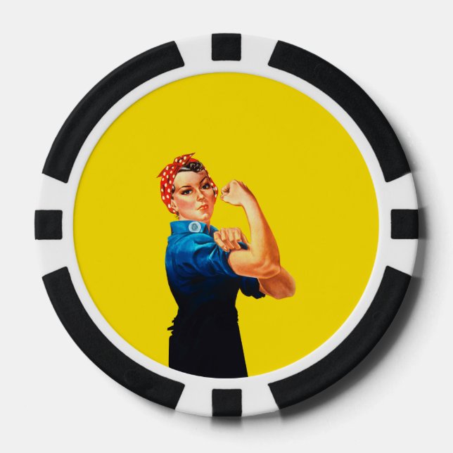 Juego De Fichas De Póquer Rosie The Riveter Retro Design Style (Anverso)