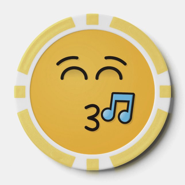 Juego De Fichas De Póquer Silbando cara con ojos sonrientes (Anverso)