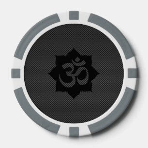 Juego De Fichas De Póquer Símbolo OM Lotus Spirituality in Carbon Fiber Styl