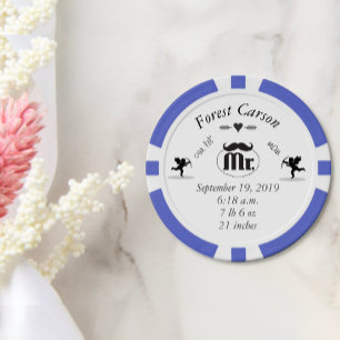 Juego De Fichas De Póquer Sr. Mustache Lil Man Baby Boy Stats