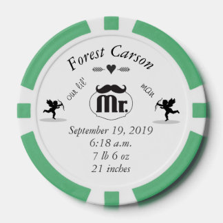Juego De Fichas De Póquer Sr. Mustache Lil Man Baby Boy Stats