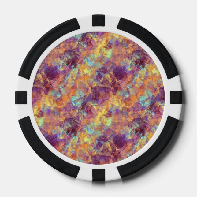 Juego De Fichas De Póquer Textura cruzada púrpura de plumas (Anverso)