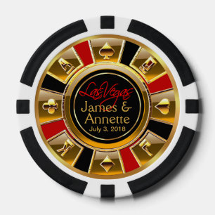 Juego De Fichas De Póquer Vegas Newlyweds Casino Chip Red & Black
