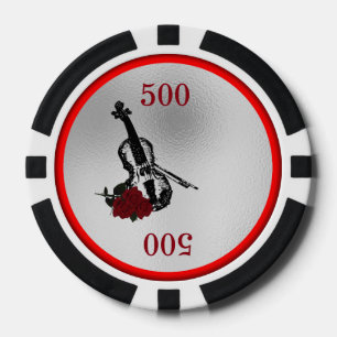 Juego De Fichas De Póquer Violín y Rosas
