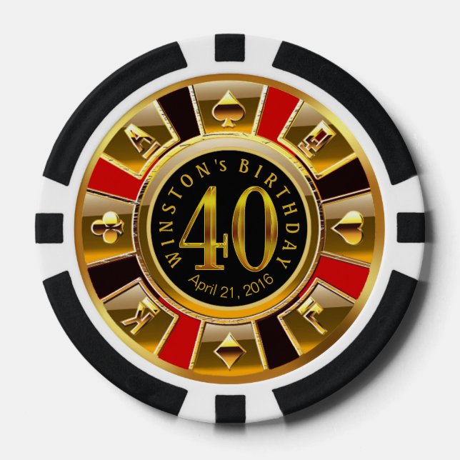 Juego De Fichas De Póquer Winston Vegas Casino Chip Red & Black (Anverso)