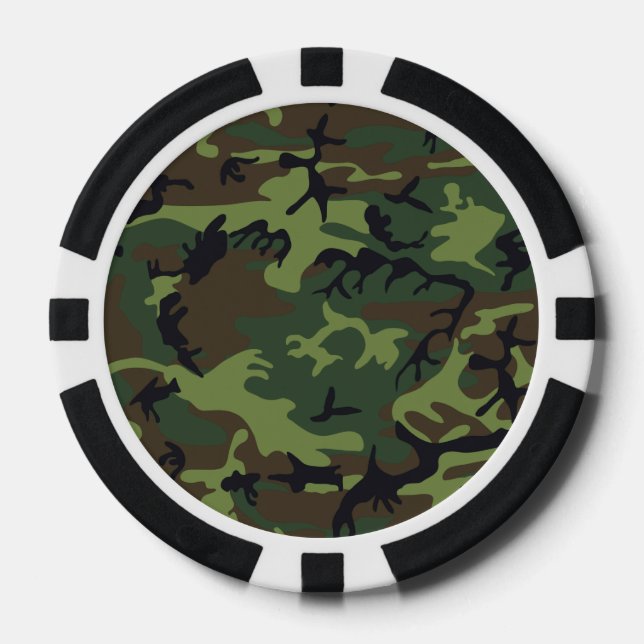 Juego De Fichas De Póquer Woodland Camo (Anverso)