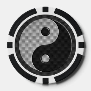 Juego De Fichas De Póquer Yin Yang negrita en estilo de impresión de fibra d