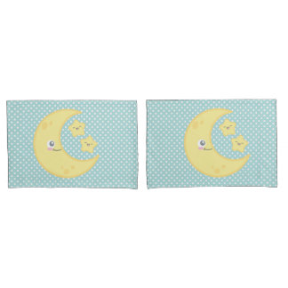 Juego de Fundas de almohada de la luna de Kawaii y