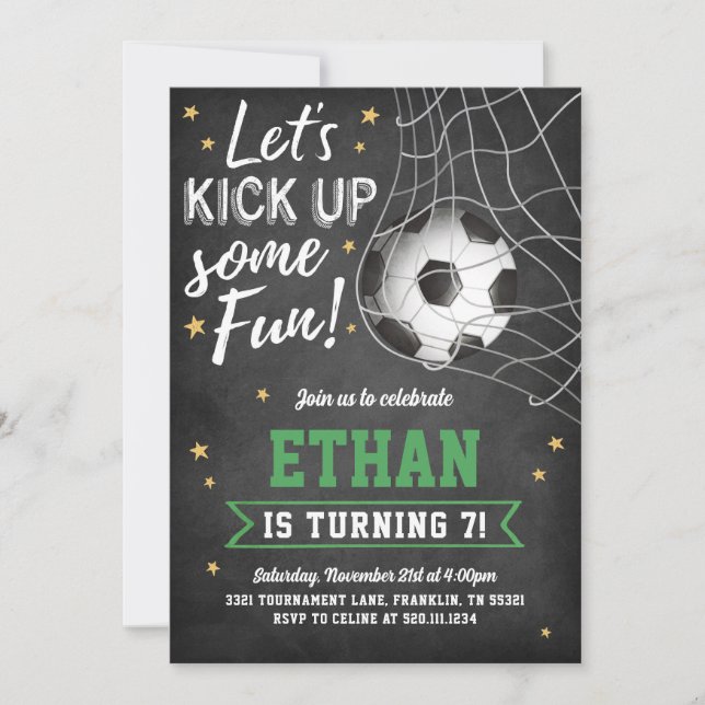 Juego de fútbol Invitación a fiesta de cumpleaños (Anverso)