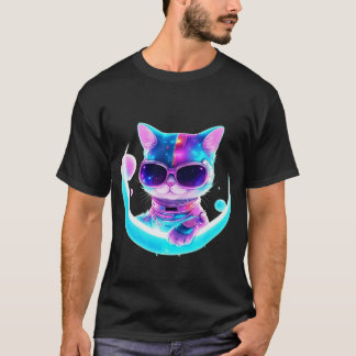 Juego de gatos futurista en el espacio - camiseta