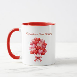 Juego de globos de corazón en 3D Taza de café romá