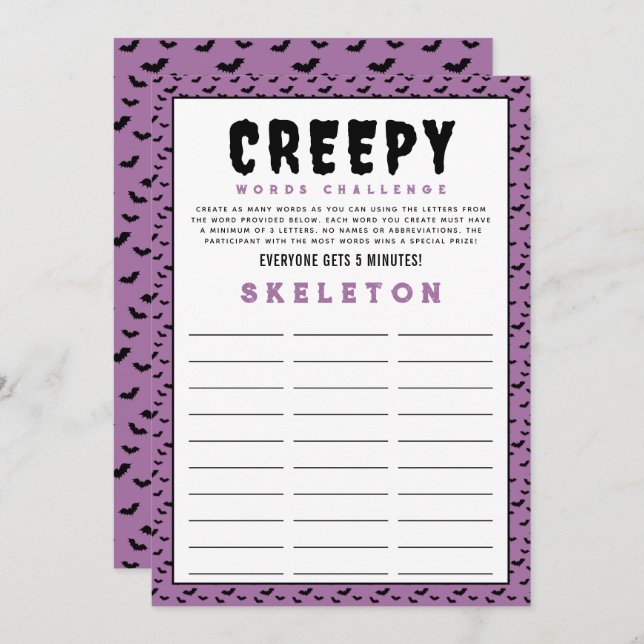 Juego de Halloween Words Challenge | Juegos de Wor (Anverso / Reverso)