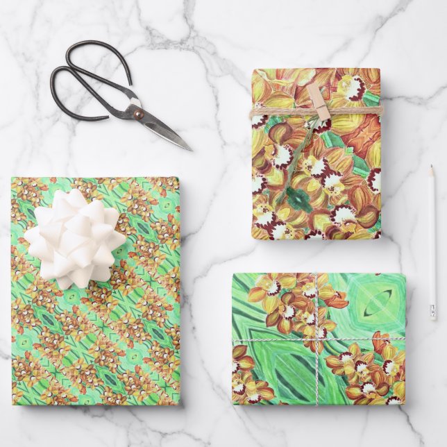 Juego de hojas de ajuste de regalo - orquídeas Nar (Anverso)