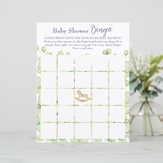 Juego de hojas de papel "Bingo" para ducha de bebé (Anverso de pie)