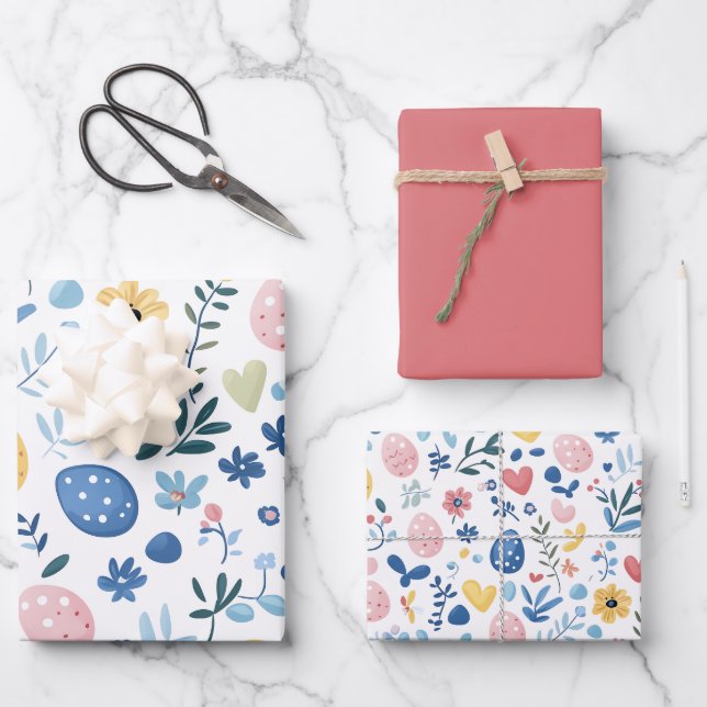 Juego de hojas de papel de ajuste de Pascua rosa - (Anverso)
