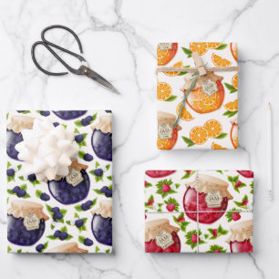 Juego de hojas de papel de envolver de mermelada d