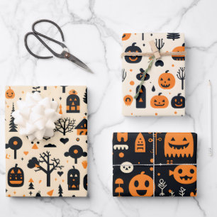 Juego de hojas de papel de envolvimiento de Hallow