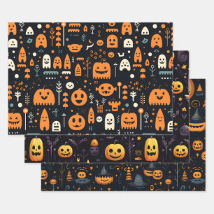 Juego de hojas de papel de envolvimiento de Hallow