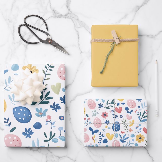 Juego de hojas de papel de envolvimiento de Pascua (Anverso)