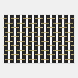 Juego de hojas de papel de envolvimiento rayado de