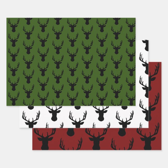 Juego de hojas de papel de regalo - Cabeza de cier (Set)