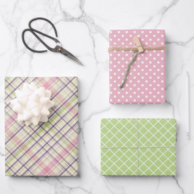 Juego de hojas de papel de regalo de cuadros escoc (Anverso)
