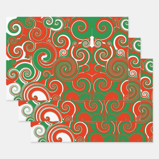 Juego De Hojas De Papel De Regalo De Swirl Vacacio (Set)