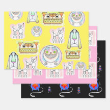 Juego de hojas de papel de regalo para gatos y per