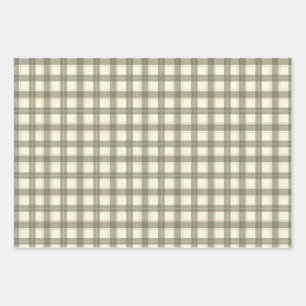 Juego de hojas de papel de regalo Tartán Sage Clás
