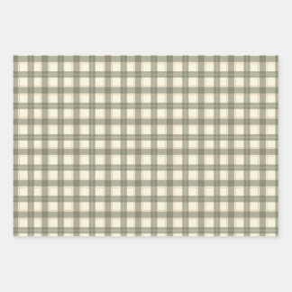 Juego de hojas de papel de regalo Tartán Sage Clás