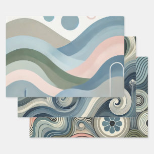 Juego de hojas planas de papel de envolver tema nó