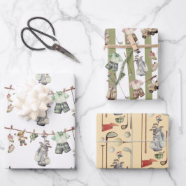 Juego de hojas planas de papel de envolvimiento de