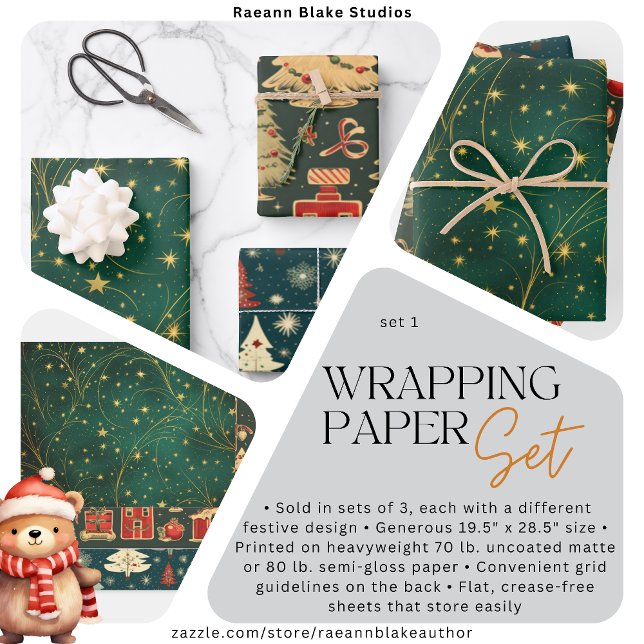Juego de hojas planas de papel de regalo de Navida (Subido por el creador)