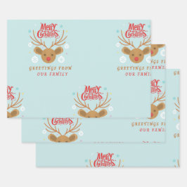 Juego de hojas planas de papel envuelto de 3