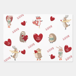 Juego de hojas planas de papel envuelto de 3